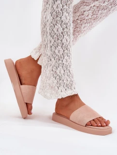 Dámské Pantofle Na Platformě Z Eko Semiše Špinavě Růžové model 21703763 - Boto