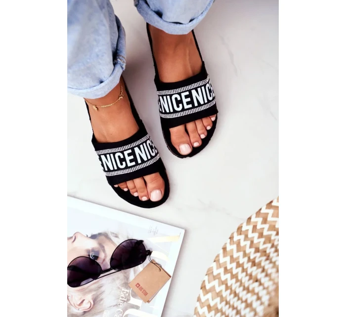 Nazouváky Na Korkové Podrážce Se Zirkony Černé Be Nice