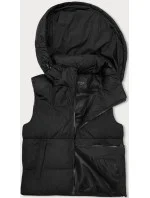 Černá krátká dámská vesta s kapucí model 18983650 - J.STYLE Černá krátká dámská vesta s kapucí model 18983650 - J.STYLE