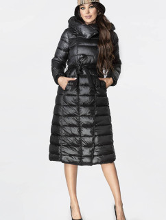 Čierny prešívaný kabát s vysokou stojacou kapucňou Ann Gissy (AG1-J9062)