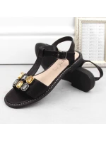 Zirkónové pohodlné sandále S.Barski W OLI261A black Zirkónové pohodlné sandále S.Barski W OLI261A black