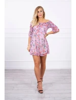 Španielske šaty s kvetinovým motívom fialovej