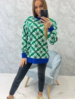 Svetr s geometrickým motivem zelený