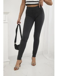 Bavlnené nohavice so zirkónmi na zadných vreckách graphite