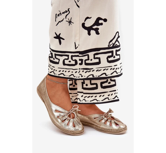 Ploché baleríny z přírodní kůže model 21684998 zlaté - Zazoo