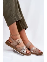 Dámské Sandály S Přezkou Béžové model 21697910 - Inblu