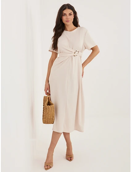 Sukienka MI SK model 22109767 jasny beżowy - FPrice