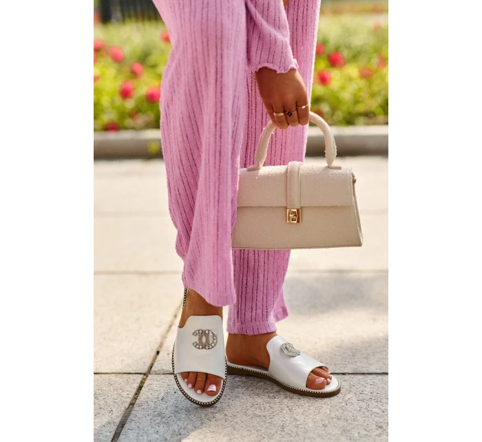 Elegantné dámske lesklé papuče s ornamentom S.Barski Silver