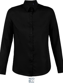 NEOBLU Blaise Women Mikrotkaná blúzka s dlhými rukávmi 24.3183 deep black