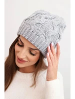 Dámská zimní čepice vlněná s krystaly a vzorem model 21859321 mocca - K-Fashion