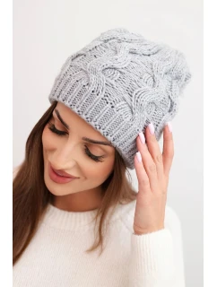 Dámská zimní čepice vlněná s krystaly a vzorem model 21859321 mocca - K-Fashion