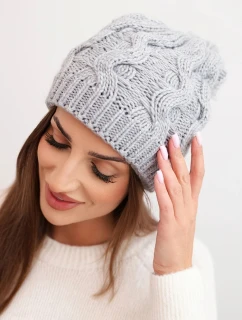 Dámská zimní čepice vlněná s krystaly a vzorem model 21859321 mocca - K-Fashion