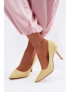 Klasické lakované lodičky z umělé kůže Žluté model 22092141 - Boto