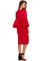 K002 Plášťové šaty s volánikovými rukávmi - červené