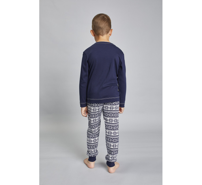 Chlapčenské pyžamo Arctic s dlhým rukávom a dlhými nohavicami - potlač námornícka modrá/námorná modrá