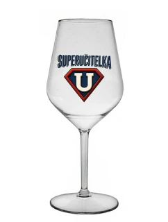 SUPERUČITELKA (ZNAK) - čirá nerozbitná sklenice na víno 470 ml