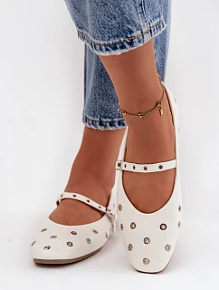 Dámske baleríny 21-41 bielo-strieborné - Diamantique