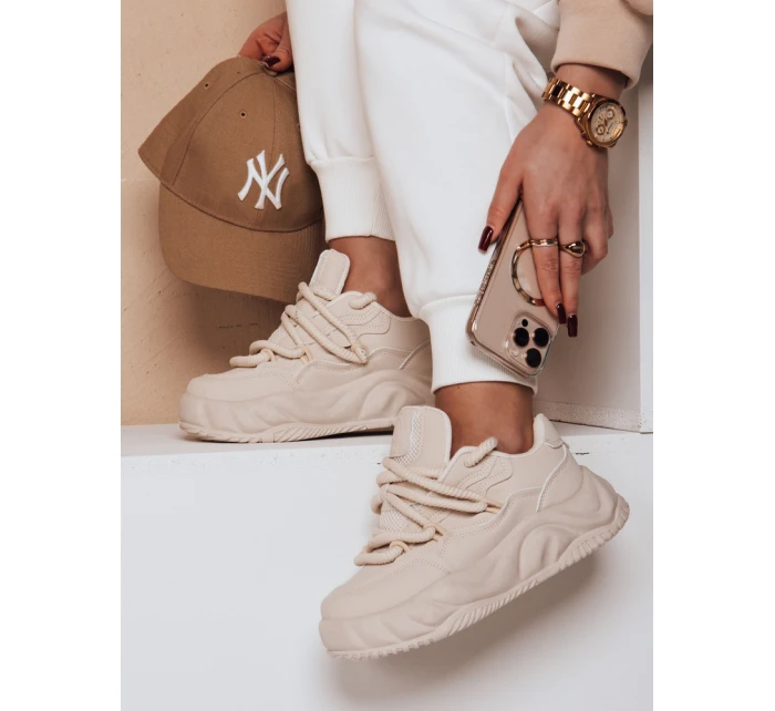 Dámske tenisky na platforme LALANDRA beige Dstreet ZY0684