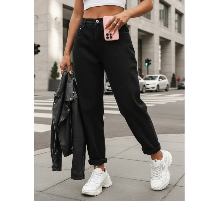 Jeansy damskie mom fit stan czarne model 22029989 - FashionStreet