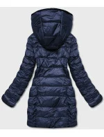 Dámska obojstranná bunda s kožušinou tmavomodrá (b8052-3)