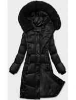 Zimowa kurtka plus size z kapturem czarna model 21248313 - S'WEST Zimowa kurtka plus size z kapturem czarna model 21248313 - S'WEST