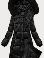 Zimná plus size prešívaná bunda s kapucňou S'west black (B8267-1)