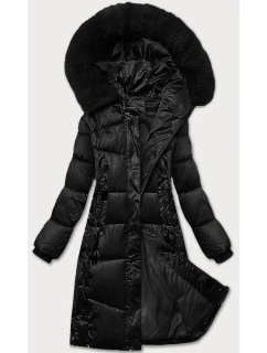 Zimowa kurtka plus size z kapturem czarna model 21248313 - S'WEST