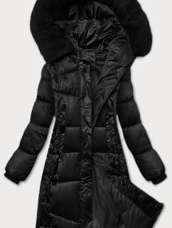 Zimowa kurtka plus size z kapturem czarna model 21248313 - S'WEST