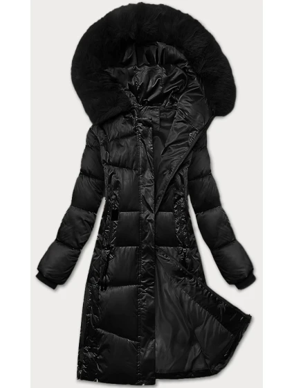 Zimowa kurtka plus size z kapturem czarna model 21248313 - S'WEST Zimowa kurtka plus size z kapturem czarna model 21248313 - S'WEST