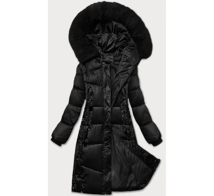 Zimowa kurtka plus size z kapturem czarna model 21248313 - S'WEST Zimowa kurtka plus size z kapturem czarna model 21248313 - S'WEST