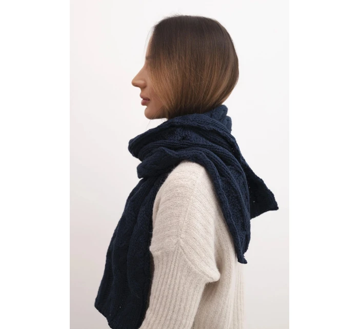 Dámsky klasický vlnený šál s vrkočovým vzorom KN22 granátový