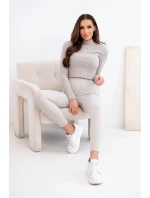 Dámske legíny s vysokým pásom a elastickým pásom béžovej farby