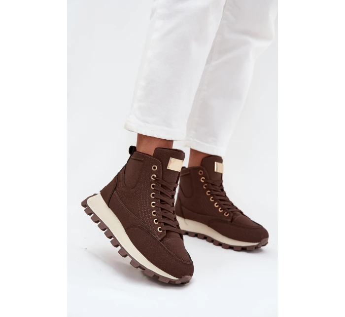 Ocieplane Trapery Damskie Na Platformie Brązowe Marivira Ocieplane Trapery Damskie Na Platformie Brązowe Marivira