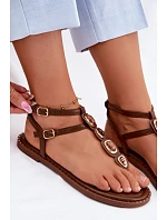 Dámské žabky s ozdobami Hnědé Dorena