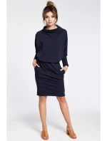 B032 Šaty s kimonovými rukávmi - tmavo modré