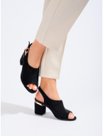 Praktické sandále čierne dámske na širokom podpätku