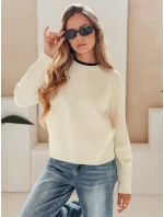 Dámsky základný sveter DARMILA ecru FashionStreet MY2506