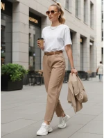 Dámské džíny s páskem mom fit béžové Dstreet model 21996306 - FashionStreet