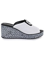 Dámske kožené žabky na platforme biele S.Barski 7012