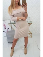 Šaty so širokými ramienkami béžovej