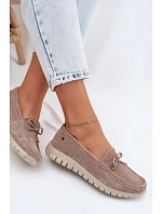 Dámské Mokasíny Z model 22107532 Semiše S Mašlí Béžové - VINCEZA