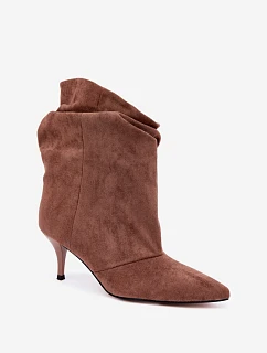 kožené kotníkové boty na podpatku typu hnědé model 22320396 - Boto