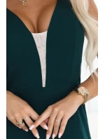 model 21767696 Módní maxi šaty s rozparkem na nohavicích lahvově zelené - numoco model 21767696 Módní maxi šaty s rozparkem na nohavicích lahvově zelené - numoco