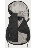 Krátka čierna dámska vesta s odnímateľnou kapucňou BH Forever (BH-2414)