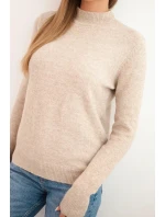 Dámsky sveter polo rolák z mäkkej priadze tmavo béžový