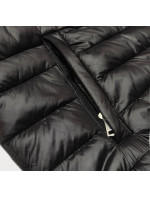 Čierna dámska prešívaná bunda s kapucňou (B0128-1)
