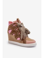 Dámské tenisky na podpatku růžové model 21648554 - Boto