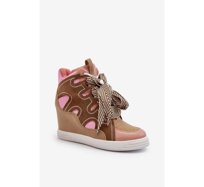 Dámské tenisky na podpatku růžové model 21648554 - Boto