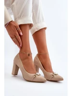 model 21652560 Velurové lodičky na podpatku se srdcem cappuccino - Zazoo