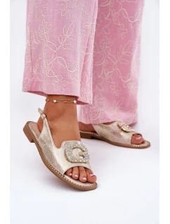 Sandały Damskie Z Ozdobnym Detalem S.Barski KV51-081 Złote